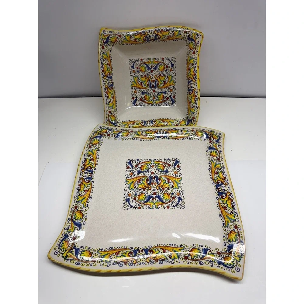 VIN Meridiana Ceramiche Italy Raffaellesco Serving Set Platter and Bowl Majolica